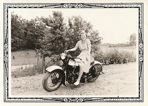 Nell on the  motorcycle